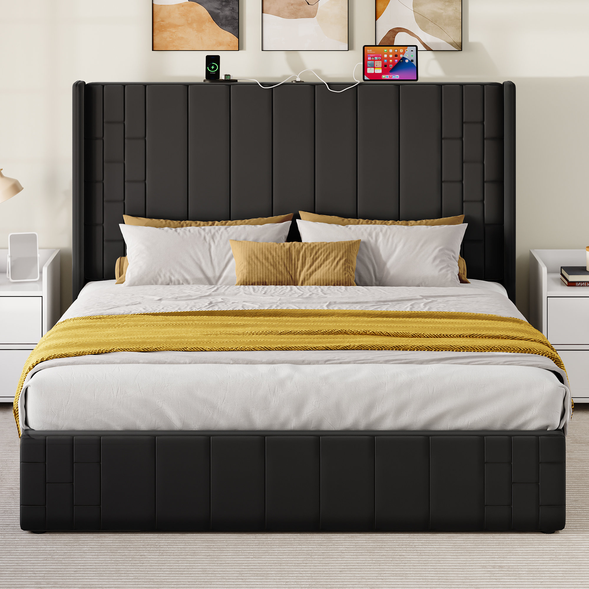 Ottoman bed with usb ports sales